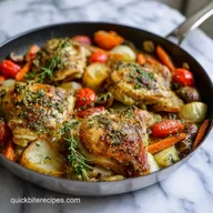 Quick One Pan Roasted Chicken and Veggies with Garlic