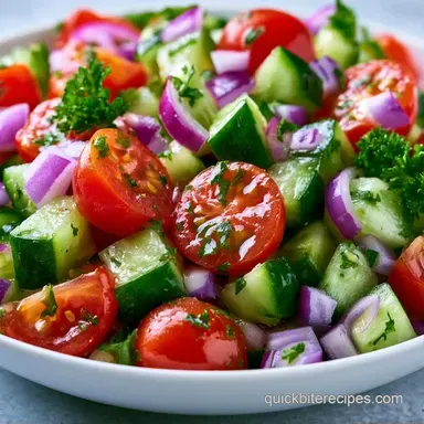 Easy Cucumber Cherry Tomato Salad: 15 Min Recipe Card