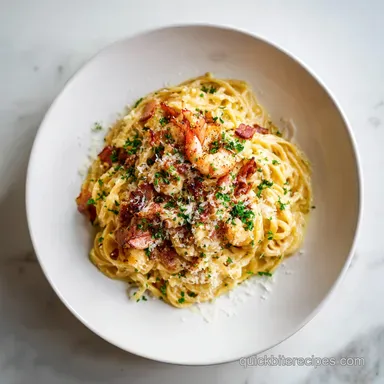 Easy 20 Minute Pasta Carbonara Recipe for 4 Servings Recipe Card