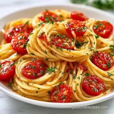 Garlic Butter Cherry Tomato Pasta for 4 Recipe Card