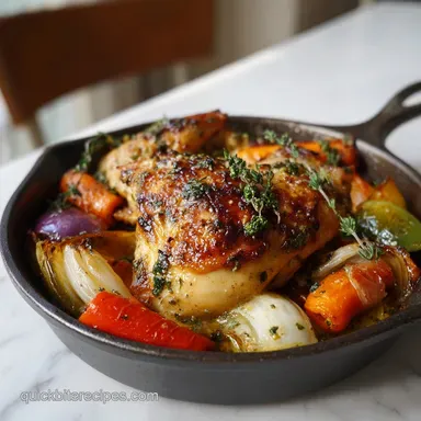 Quick One Pan Roasted Chicken and Veggies for 4 Servings Recipe Card