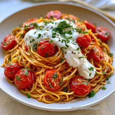 Quick Burst Cherry Tomato Pasta in 25 Min Recipe Card
