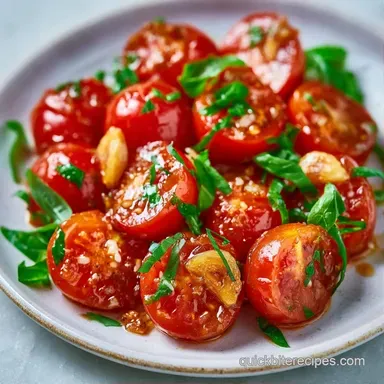 Quick Garlic Cherry Tomatoes in 25 Minutes Recipe Card
