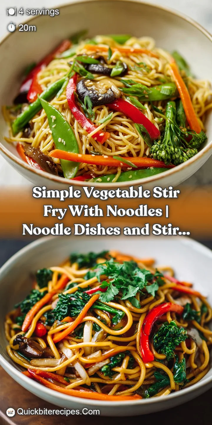 Close-up of glistening noodles mingled with tender-crisp, jewel-toned vegetables in a wok.