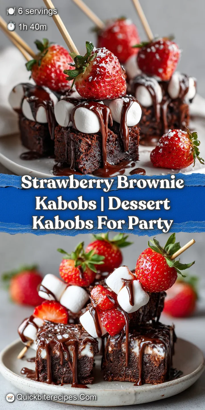 Close-up of a juicy red strawberry and a rich chocolate brownie square with a glossy drip of melted dark chocolate.