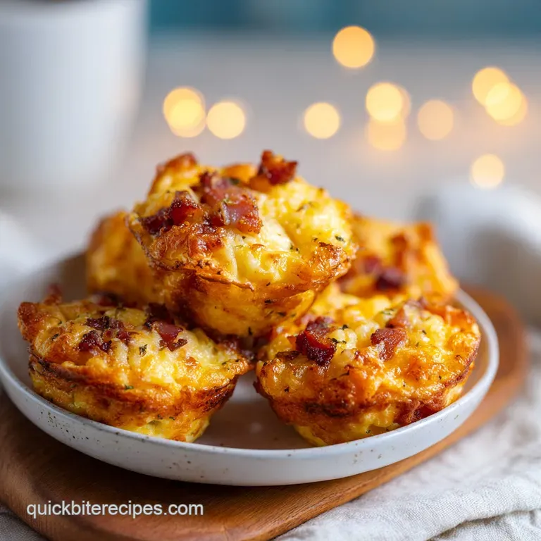 Delicate egg bites arranged artfully on a white plate, garnished with chives and a hint of steam.