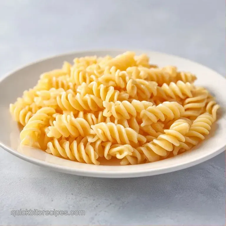 Elegant white bowl of cream-coated pasta with crisp red onions and green peas, served on a light marble surface.