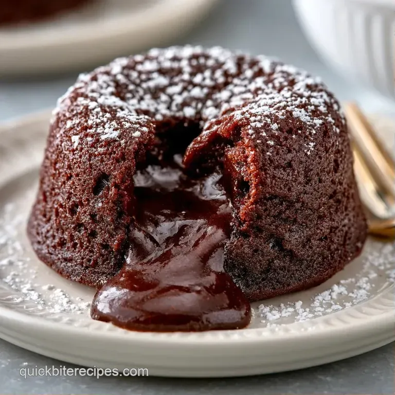 Two dark chocolate cakes on white ceramic plates, garnished with a sprig of mint and a side of raspberries.
