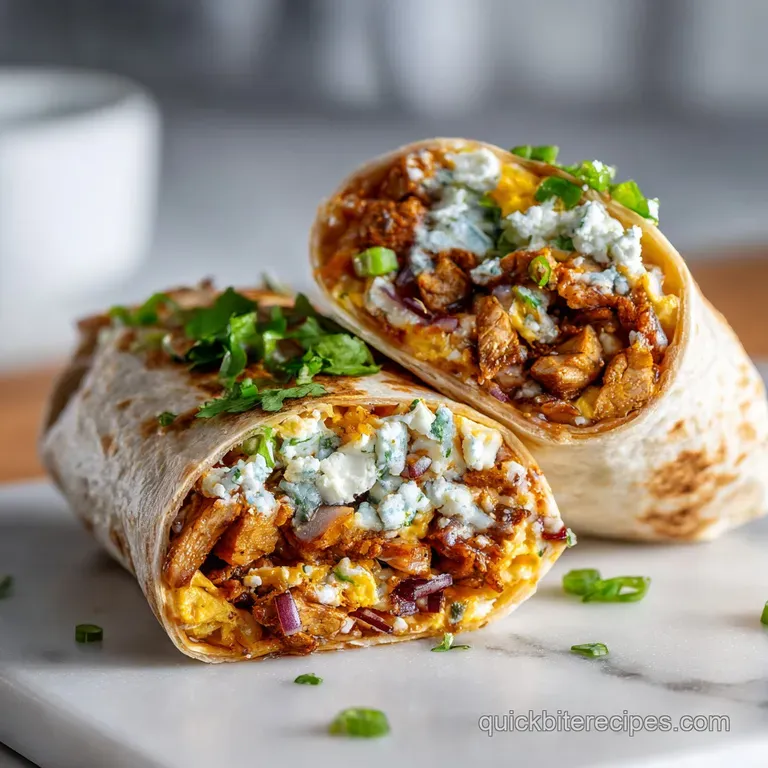 A perfectly rolled breakfast burrito, sliced to reveal vibrant fillings, artfully arranged on a rustic ceramic plate.