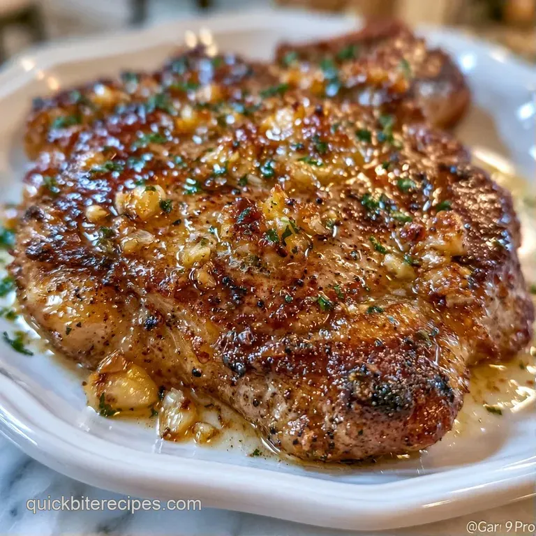 Two juicy steaks resting on ceramic plates with a side of buttery mash and a sprinkle of fresh green parsley.