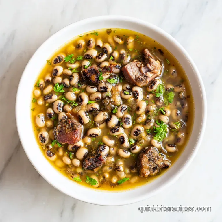 A white bowl filled with earthy grey beans and chunks of smoky pork, topped with fresh sliced green onions.