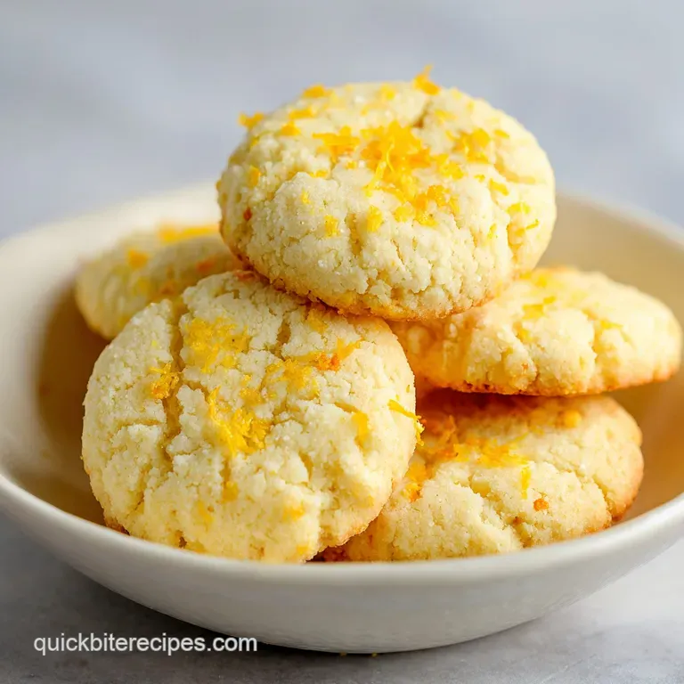 A neat stack of soft pale yellow cookies on a white plate, accented by bright lemon slices and fresh mint.