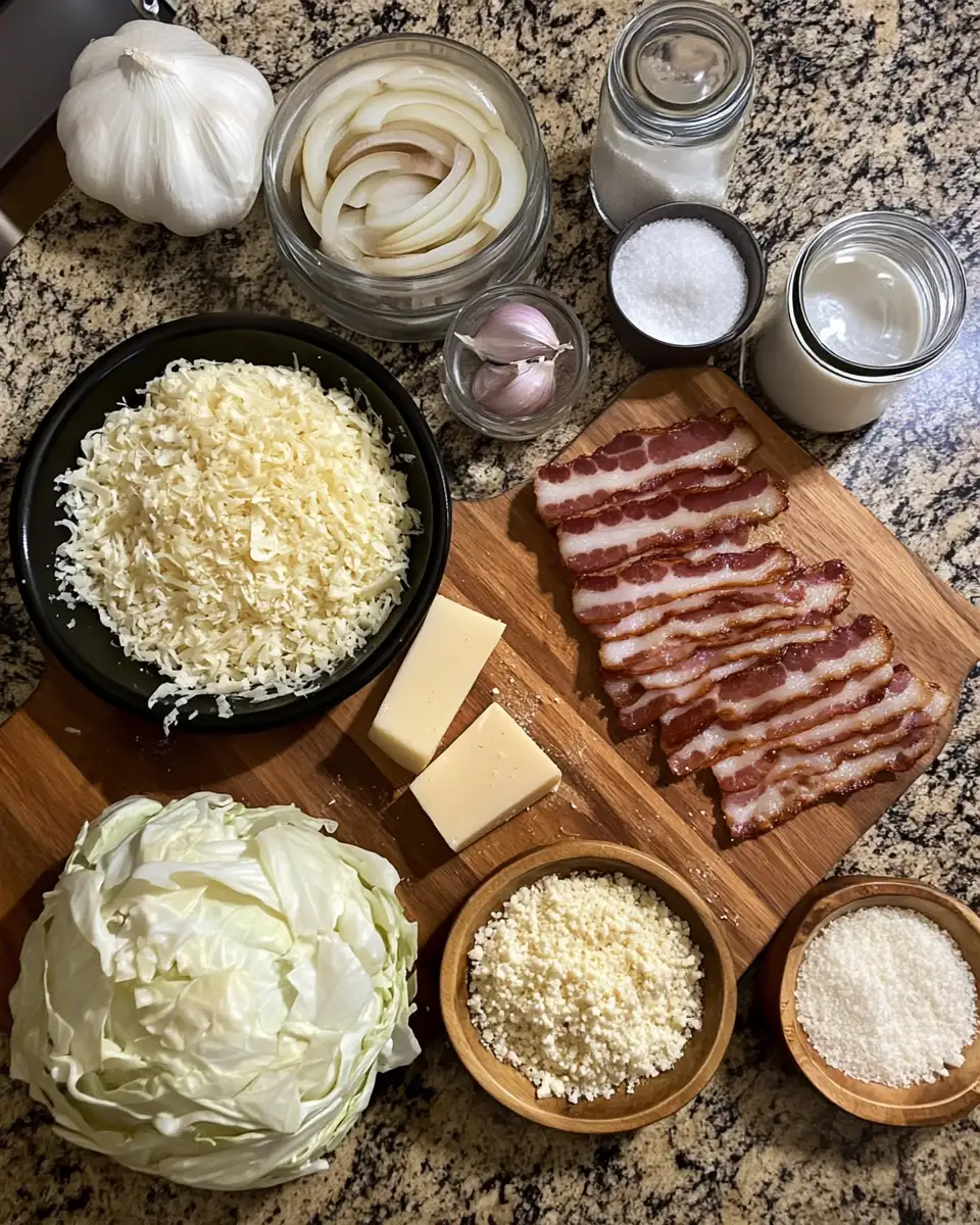 Indulge in Comfort: Savory Bacon and White Cabbage Gratin Delight 4 Ingredients for Indulge in Comfort: Savory Bacon and White Cabbage Gratin Delight