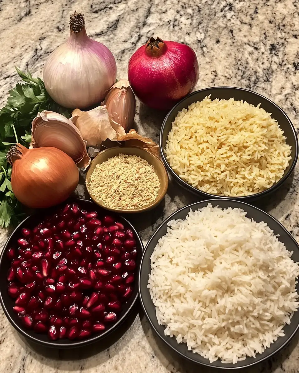 Savor the Flavors of Persia: Exquisite Chicken Pilaf with Saffron and Pomegranate 4 Ingredients for Savor the Flavors of Persia: Exquisite Chicken Pilaf with Saffron and Pomegranate